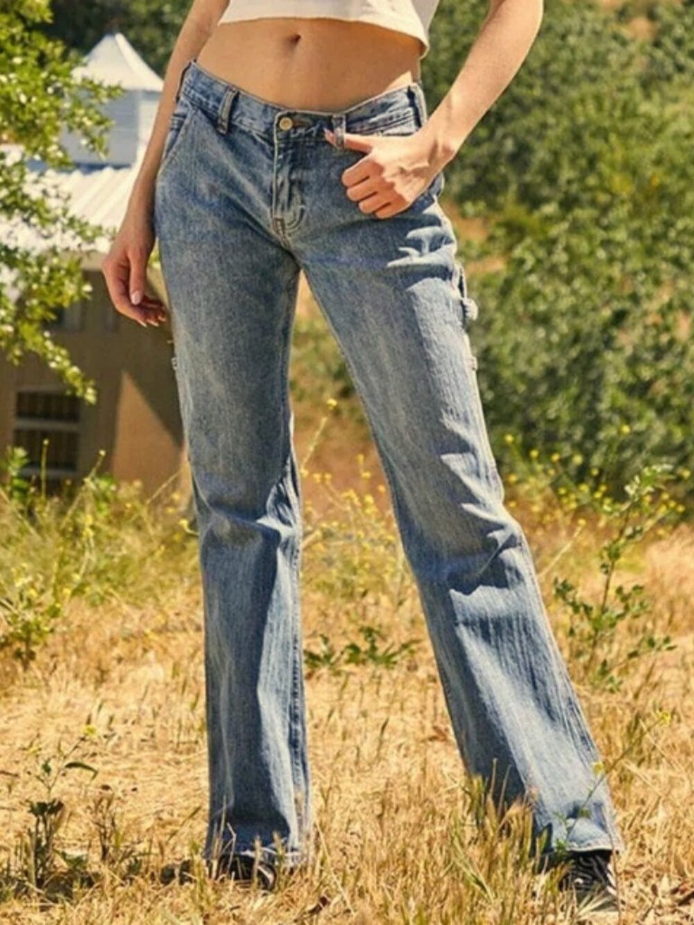 John Galt 90’s Streetwear Trendy Low Rise Carpenter Denim 32x33 Y2K Flare Leg